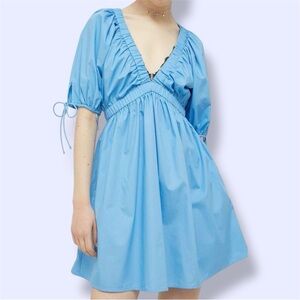 Abercrombie and Fitch Blue V-neck puff sleeve Dress